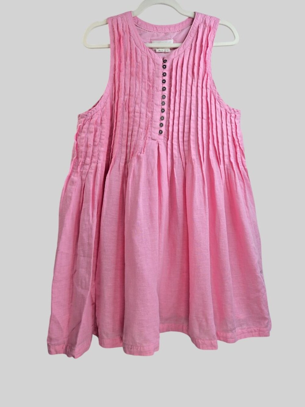 Anthropologie Pink Sleeveless Mini Dress with Button Front